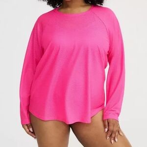 Torrid Neon Pink UPF Mesh Long Sleeve Swim Cover up Tee 4X Nwt